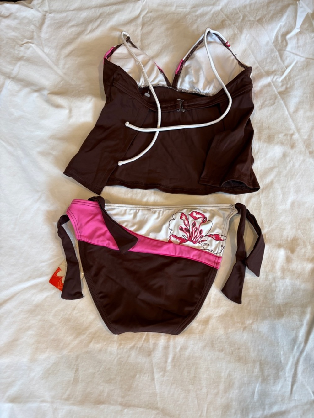 Hula Honey Chocolate Brown & Hot Pink Floral Tankini Set - Picture 2 of 4